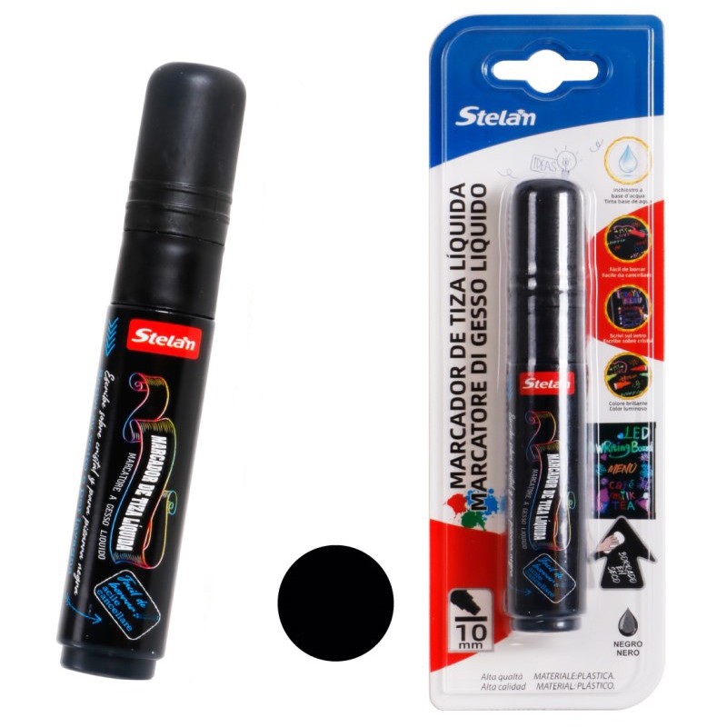 Marker creta lichida, varf 10 mm, negru - imagine 3